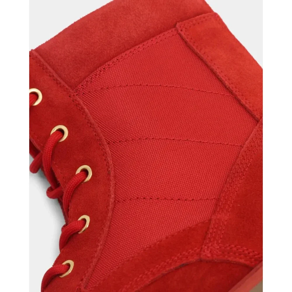 Saint Morta Legion Boots Men's 8 Red Gum Suede Lace Up Round Toe Ankle HTAT1471